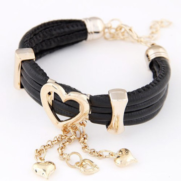 Charm Armbänder mit Multilayer Leder Liebe Herz Armbänder FB03